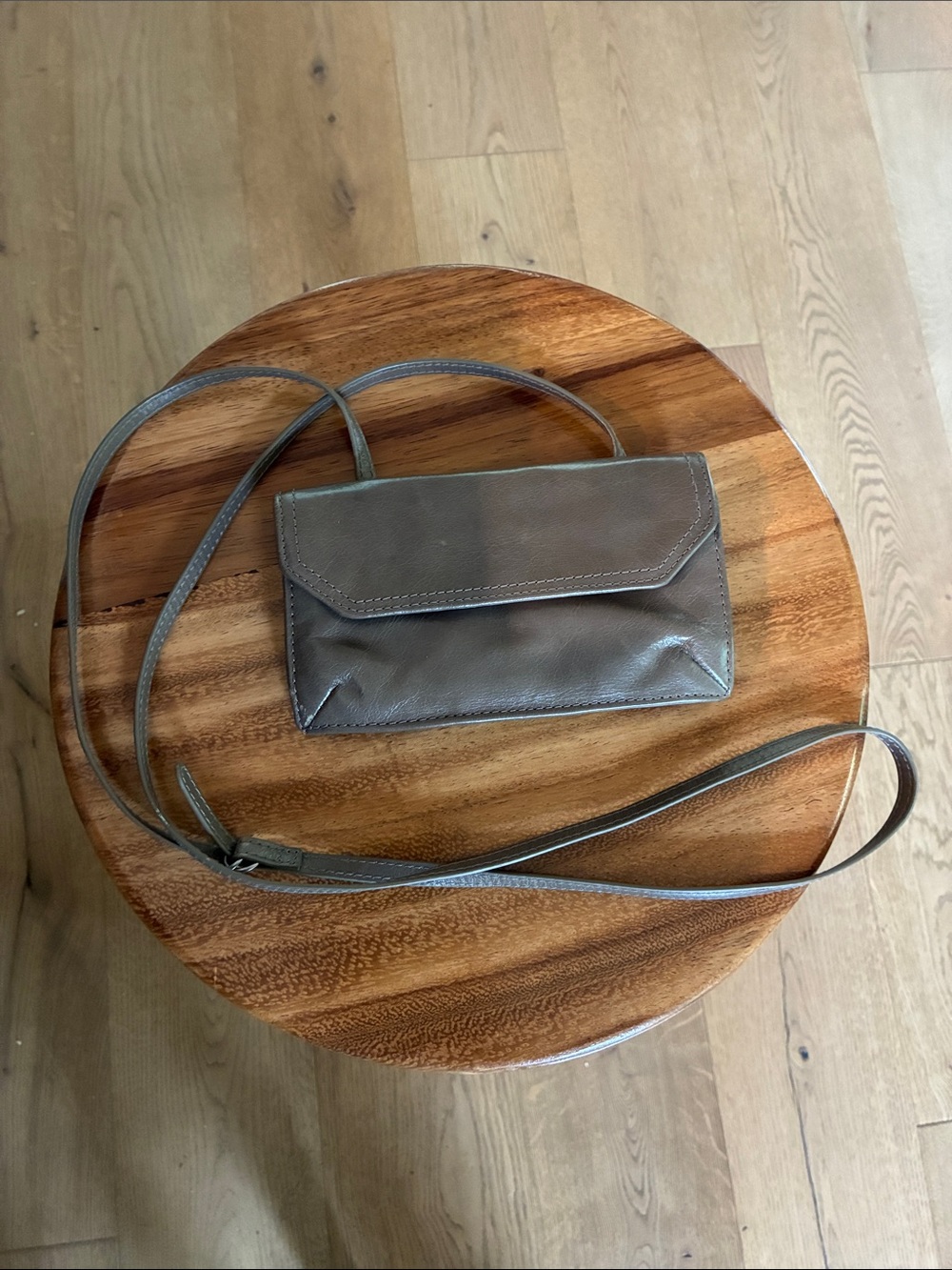 HOBO Gray Leather Crossbody Wallet Bag